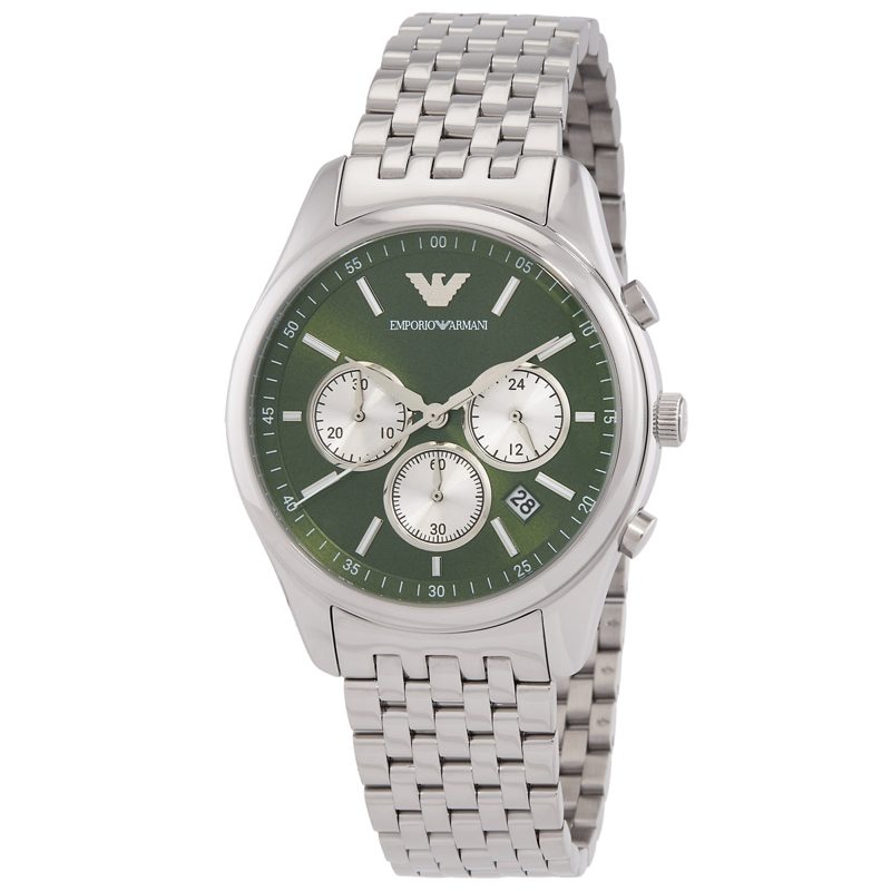 Emporio Armani Chronograph Quartz Diamond Green Dial Mens Watch AR11581