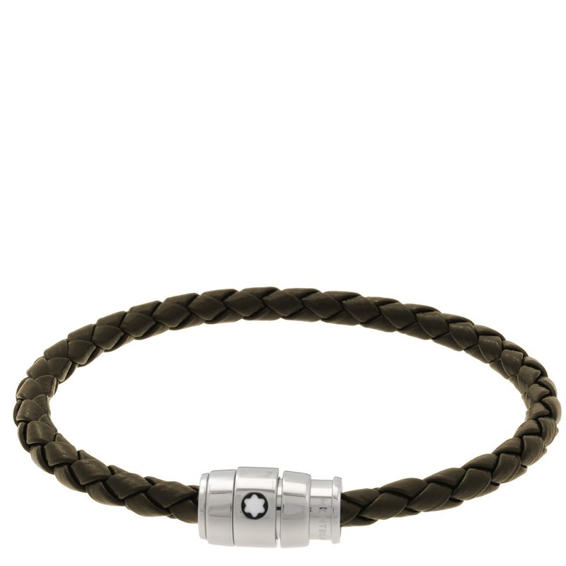 Montblanc Khaki Woven Leather Bracelet