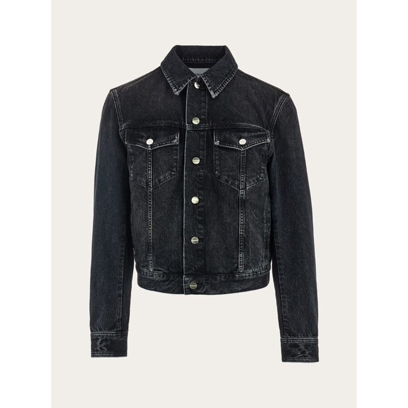 MenS Black Denim Trucker Shirt