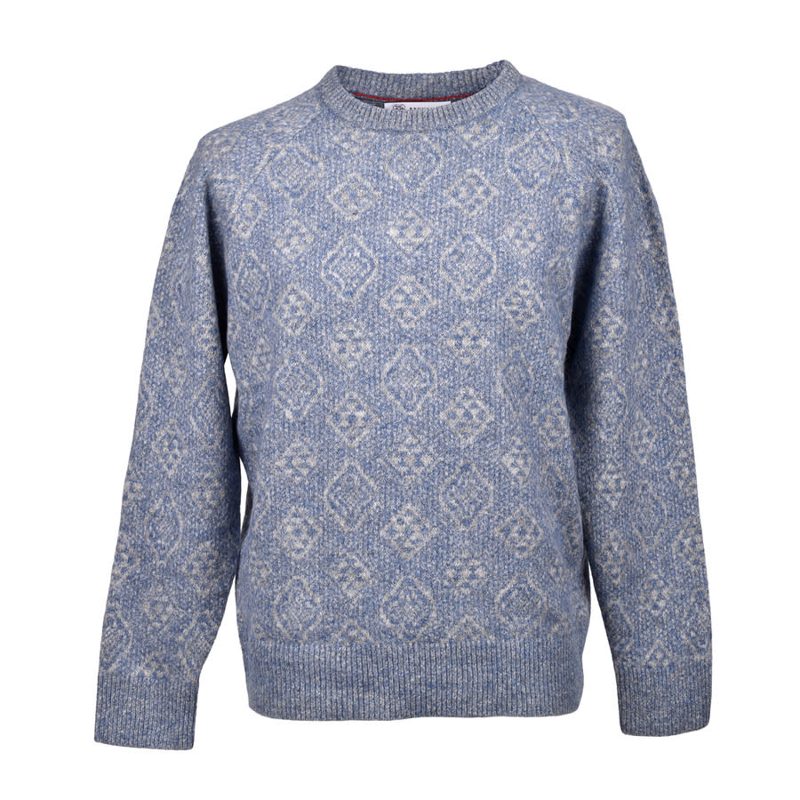 Brunello Cucinelli Sky Blue Wool Blend Patterned Sweater_Blue