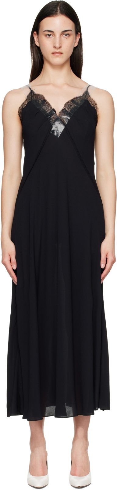 Black Taped Slip Maxi Dress 261168F055001