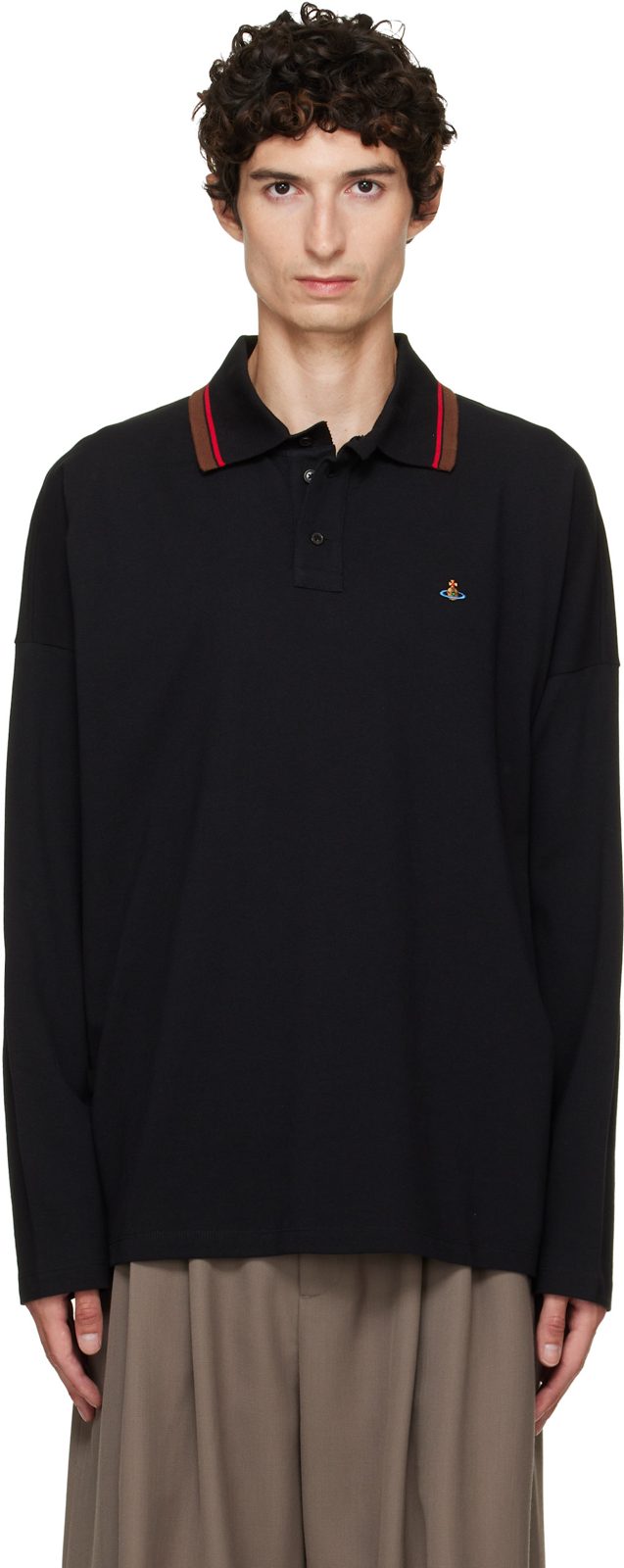Black LS Oversized Polo 262314M212019