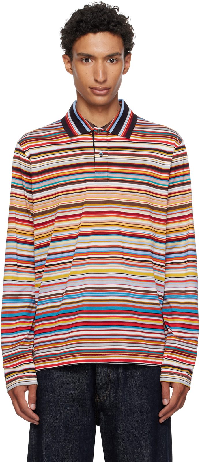 Paul Smith Multicolor Signature Stripe Long Sleeve Polo 262260M212003
