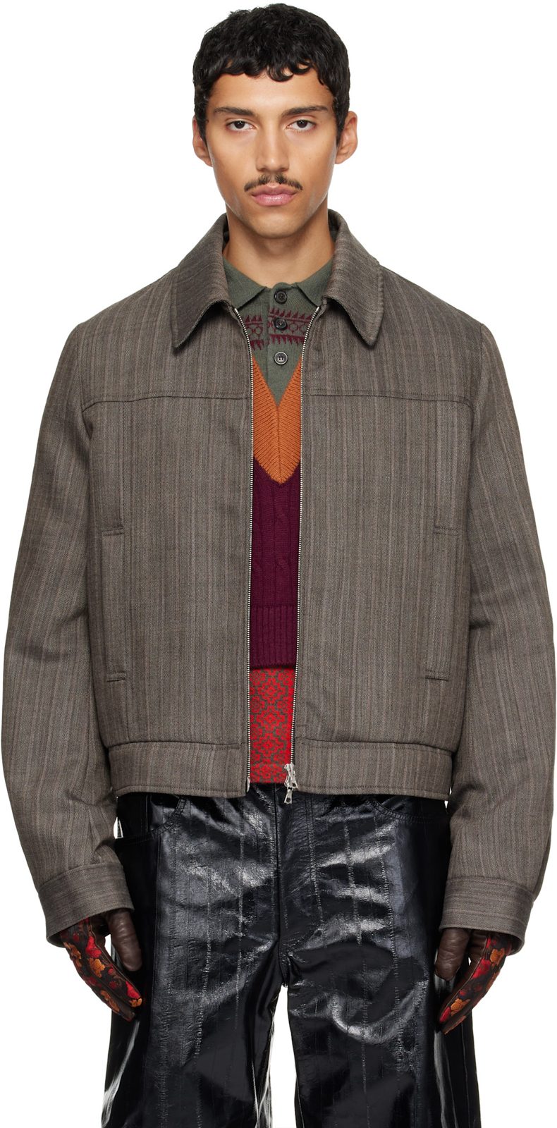 Brown Wool Jacket 262358M180014