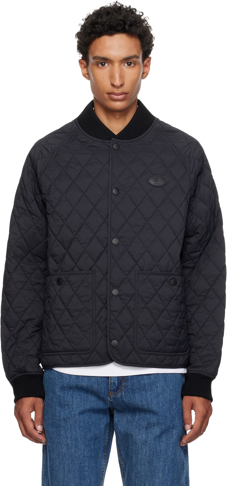 Black Quilted Nylon Jacket 262376M180008