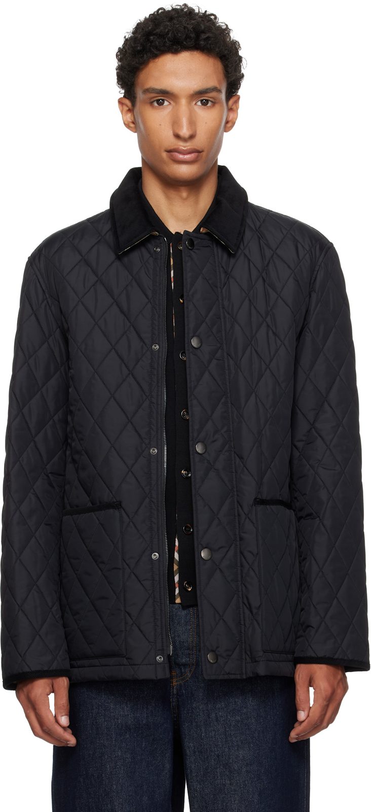 Black Quilted Nylon Haddington Jacket 262376M180000