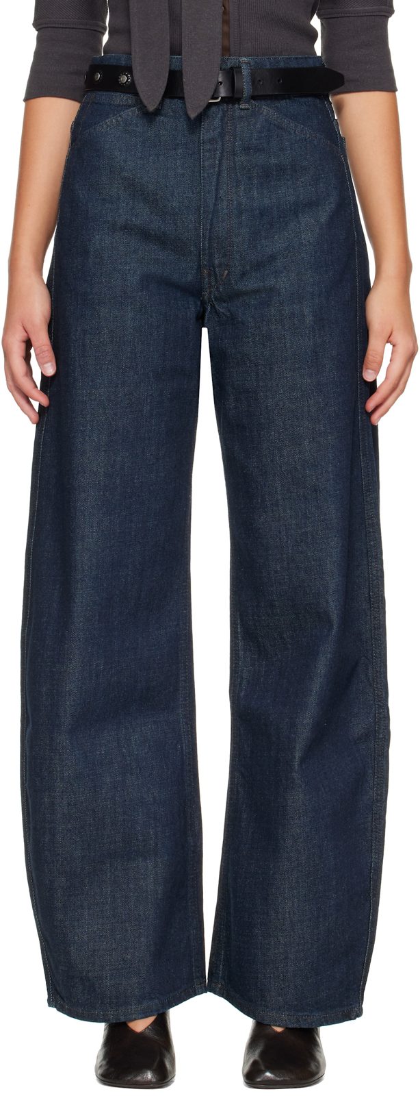 Indigo High Waisted Curved Jeans 262646F087004