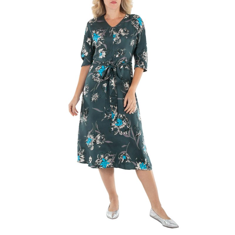 Cloe Belted Poplin Long-Sleeve Midi Dress_Pastel Green