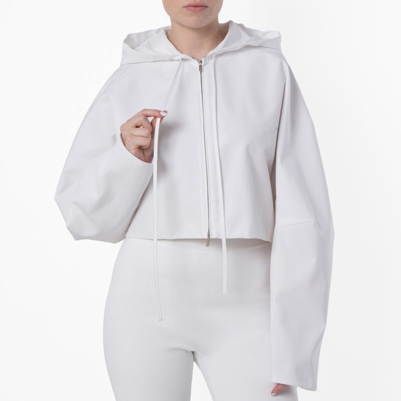 Cotton Faille Cropped Jacket_White