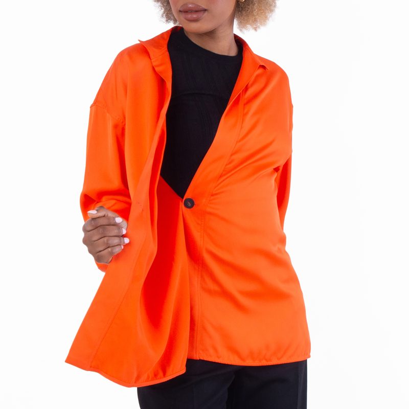 Wrap Design Long-Sleeve Blouse_Red