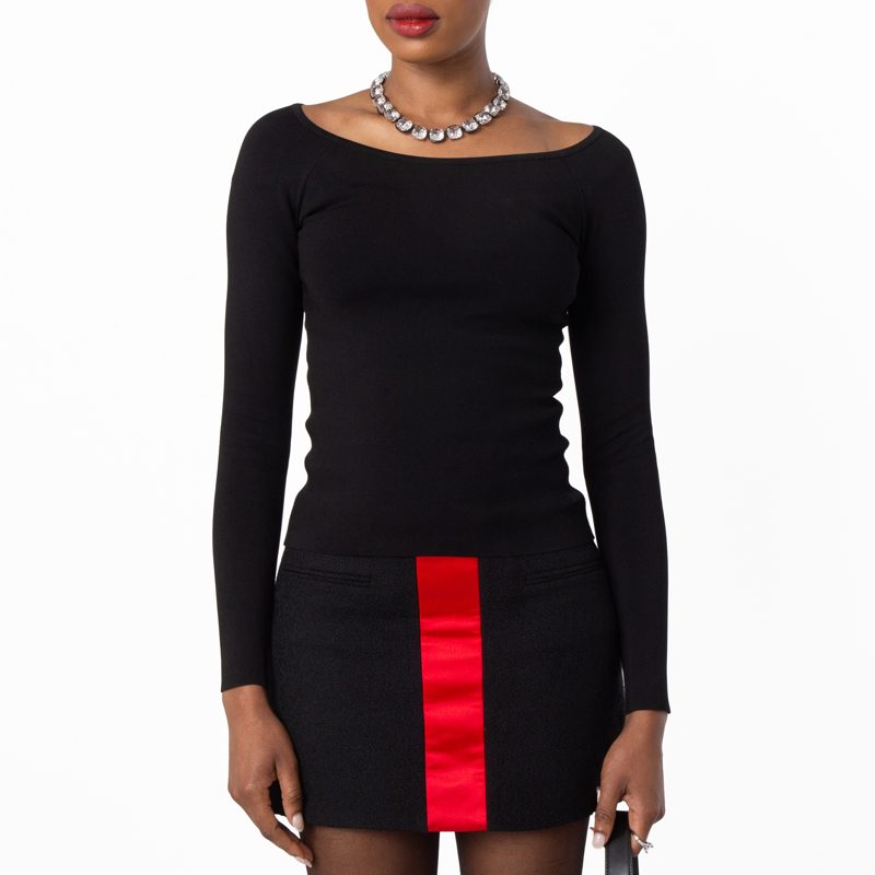 Off-Shoulder Long-Sleeve Top_Black