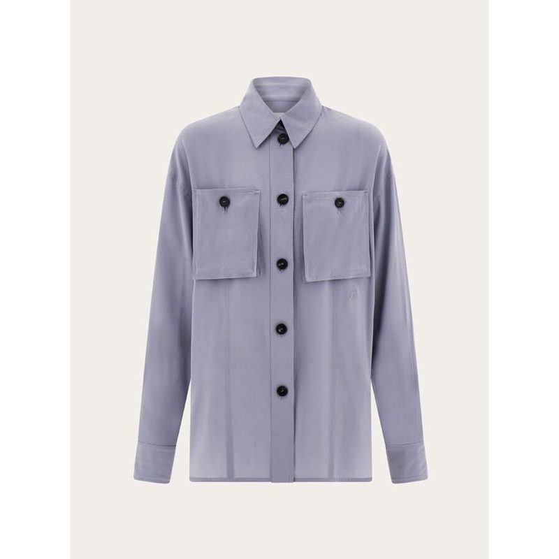 Lavender Silk Oversized Shirt_Grey