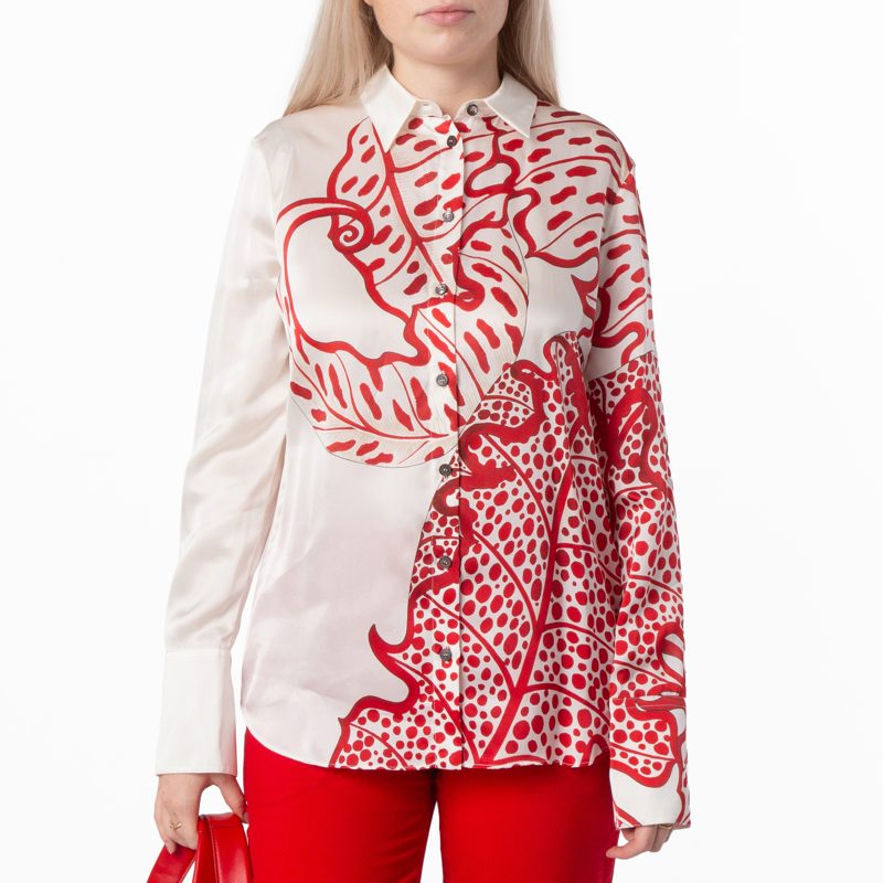 Jungle Print Silk Shirt_Red