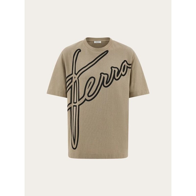 Beige Cotton Oversized Graphic Tee_Beige