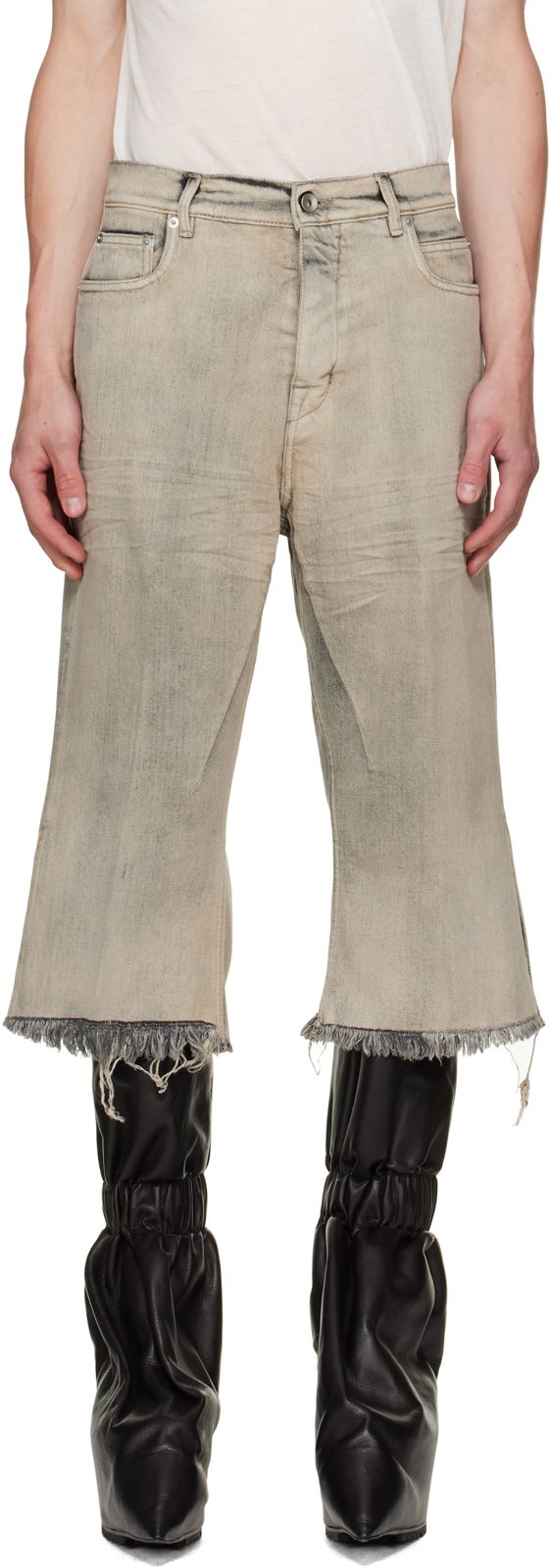 Beige Tower Bolan Cutoffs Jeans 262232M186022