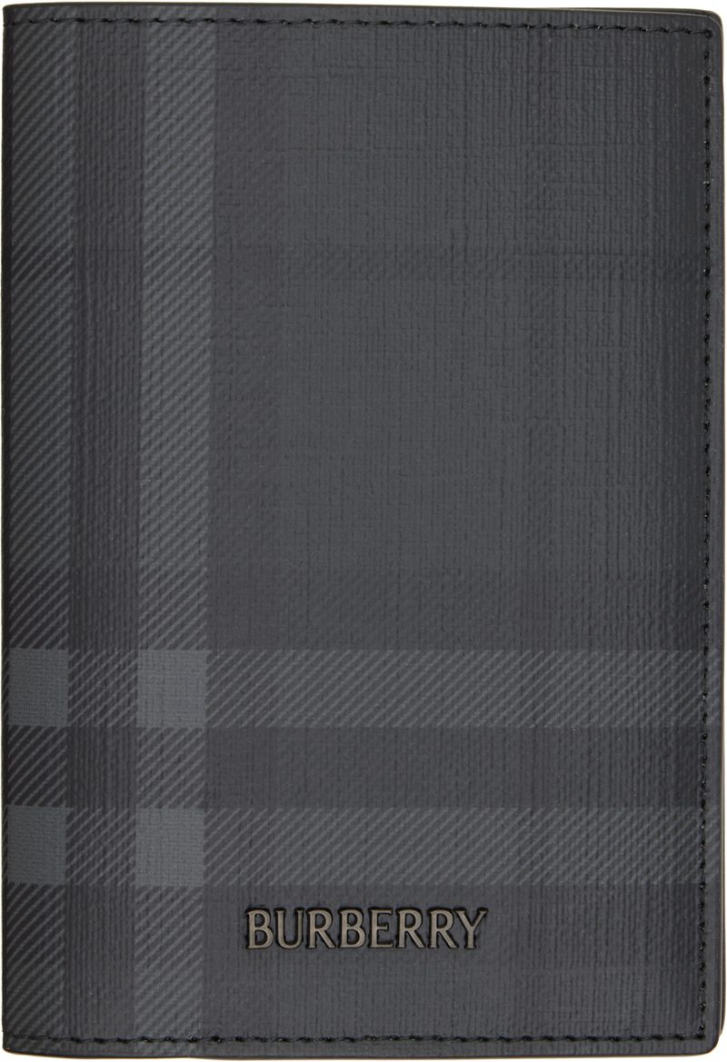 Gray City Check Passport Holder 262376M162000