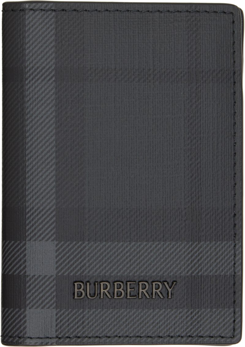 Gray City Check Folding Card Holder 262376M163002