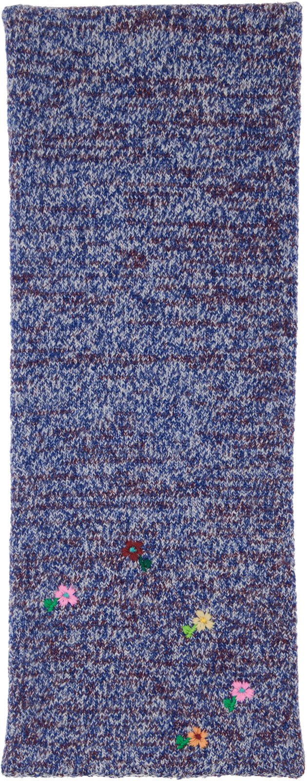 Blue Wool & Cashmere Scarf 262358M150005