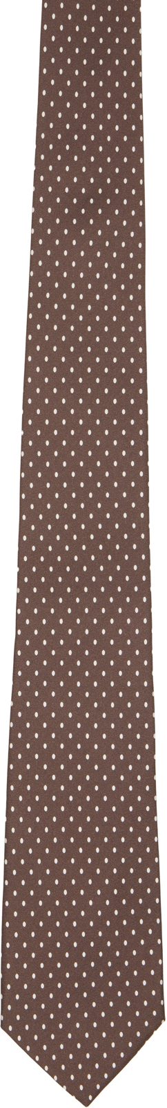 Paul Smith Brown Silk Pin Dot Tie 262260M158007