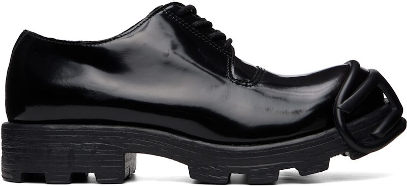 Black D-Hammer-Leather Lace-Up Oxfords 262001M225000
