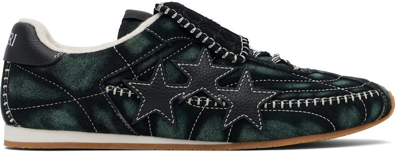 Black & Green Pacific Flat Sneakers 262886M237047