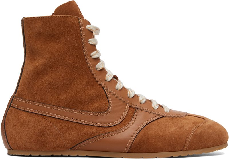 Tan Suede Sneakers 262358M236001