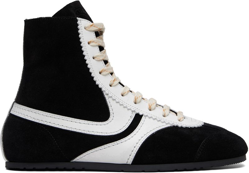Black & White Suede Sneakers 262358M236003