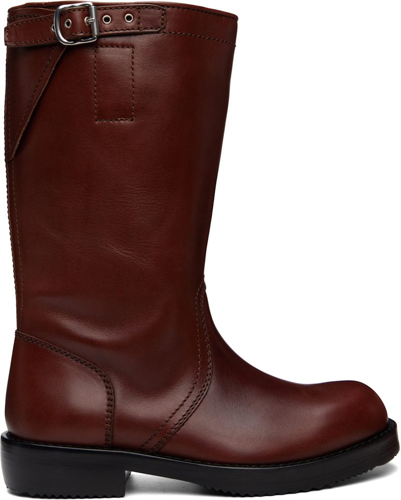 Brown Leather Biker Boots 262358M228005
