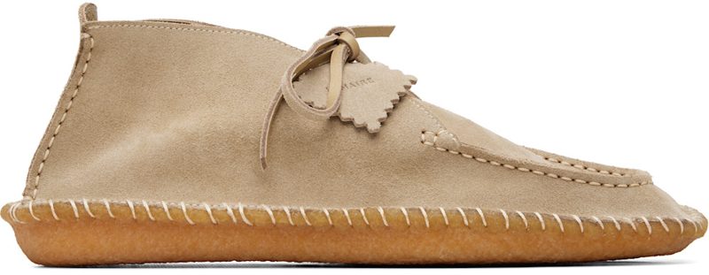 Beige Reversed Suede Leather Desert Boots 262646M224001