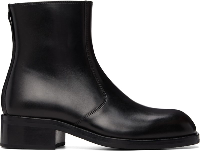 Black Zipped Ankle Boots 262646M228003