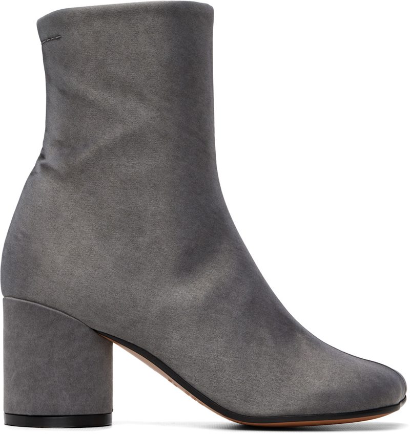Gray Satin Anatomic Ankle Boots 262188F113003