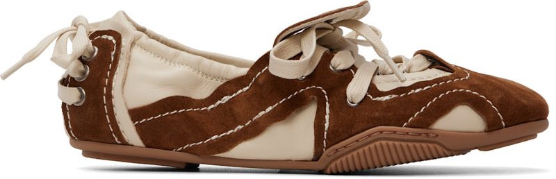 오프화이트 & Brown Suede Lace-Up Sneakers 262129F128000