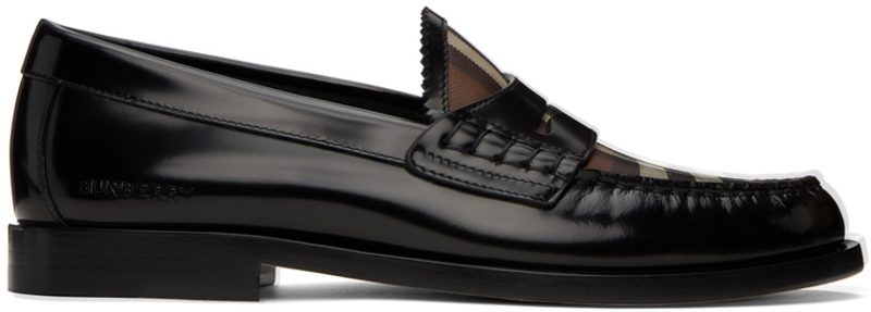 Black & Brown Check Loafers 231376F121001