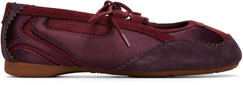 Burgundy D-Mile Lace-Up Ballerina Flats 262001F118002