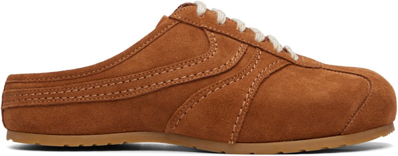 Tan Suede Mule Loafers 262358F121003