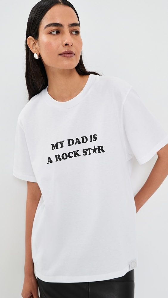 My Dad Is A Rockstar Boyfriend T-Shirt_White