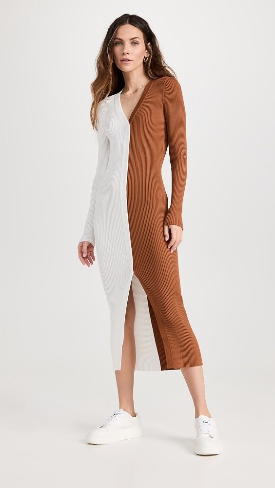 STAUD Shoko Sweater_Tan/White