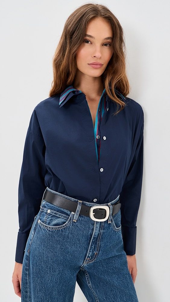 STAUD Uptown Bodysuit_Navy/Potter Stripe