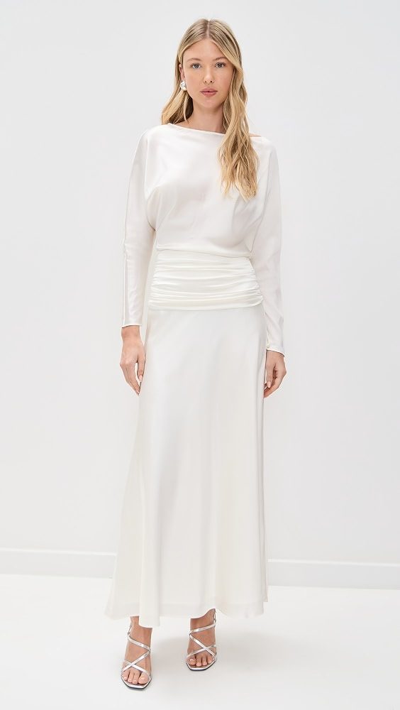 STAUD Freda Silk Dress_Ivory