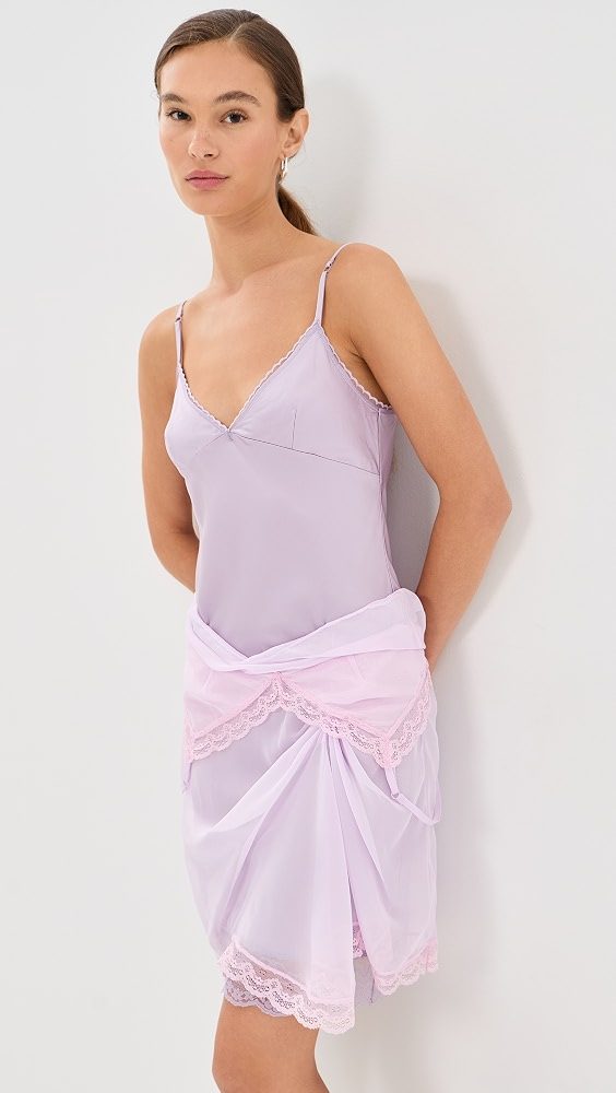 Layered Satin Slip Dress_Lilac