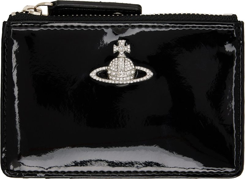 Black Slim Long Card Holder 262314M163018