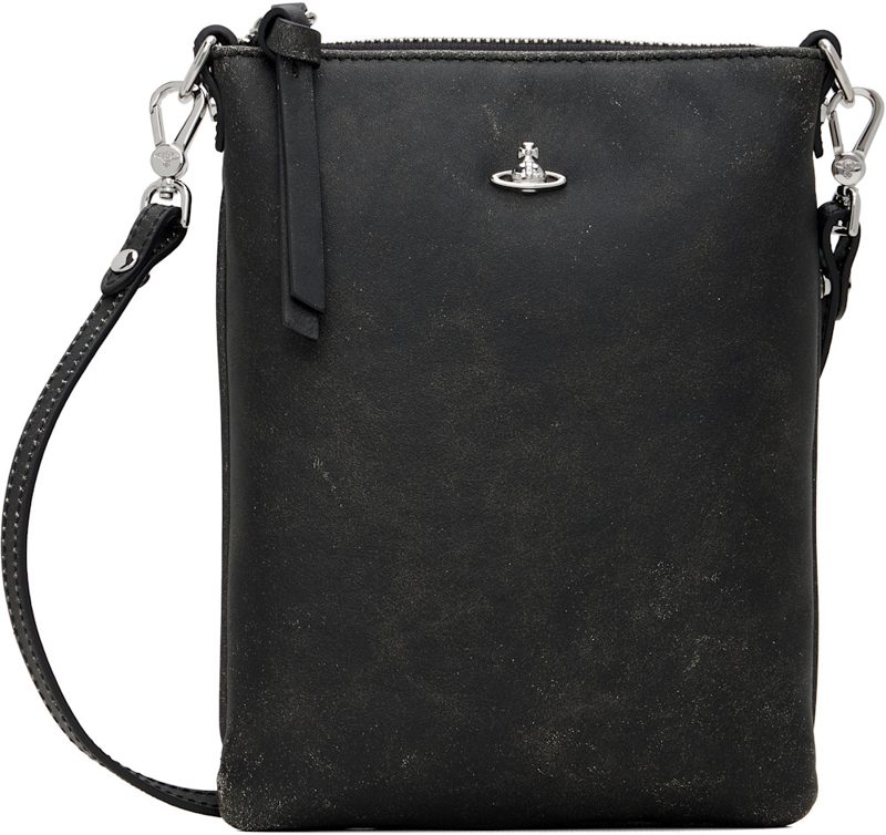 Black Slim Squire Crossbody Pouch 262314M171005
