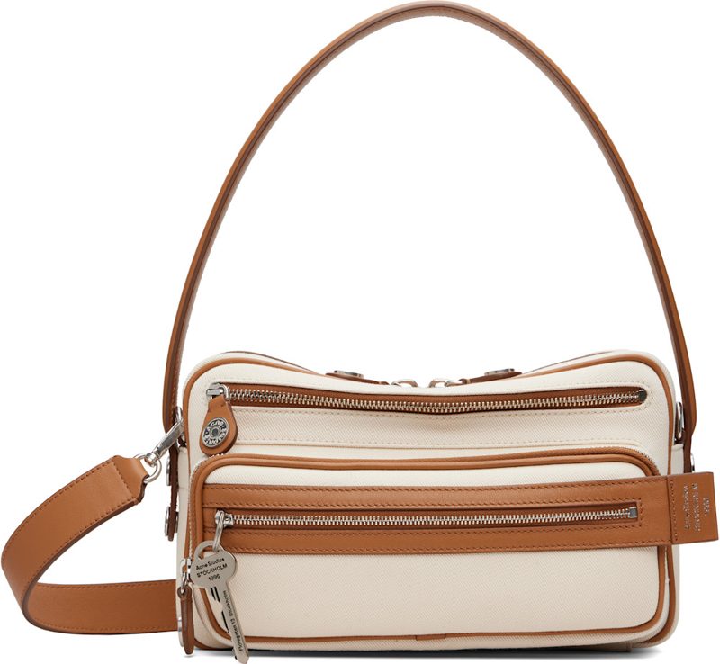 Beige & Brown Camero Party Canvas Bag 262129M170036
