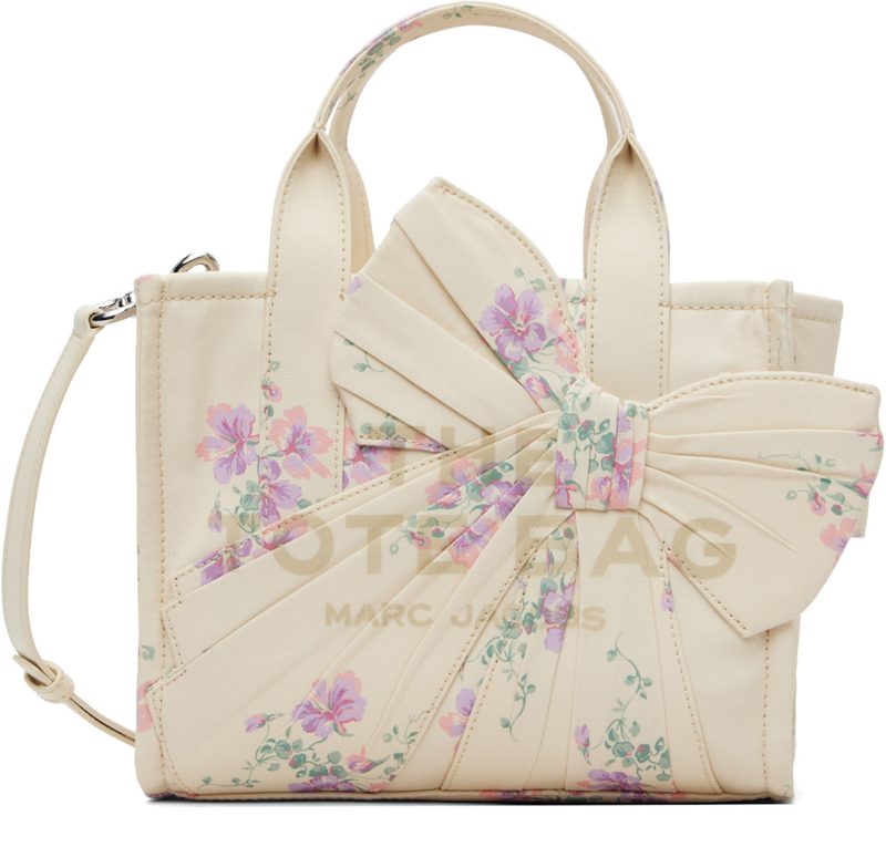 오프화이트 Antique Floral Canvas Oversized Bow Small Tote 262190F049037