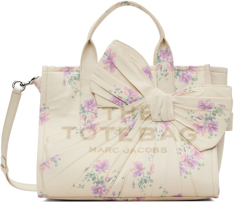 오프화이트 Antique Floral Canvas Oversized Bow Medium Tote 262190F049038