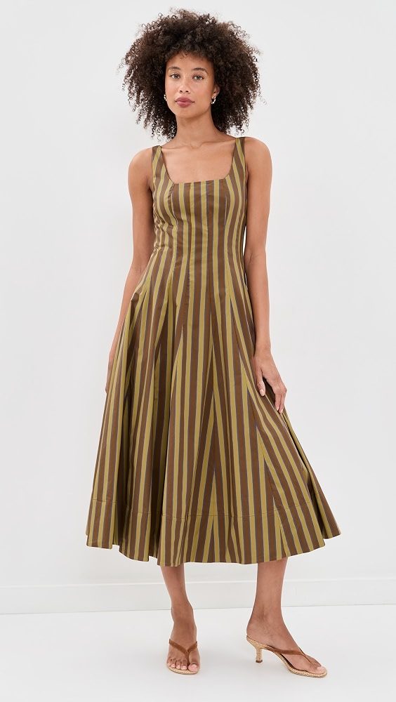 STAUD Wells Dress_Cigar Stripe