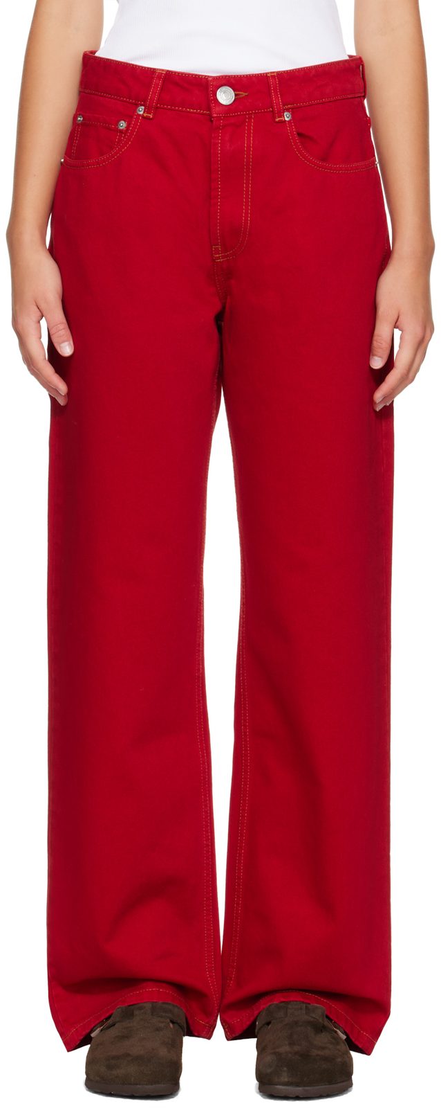 Red Large Fit Jeans 262482F069000
