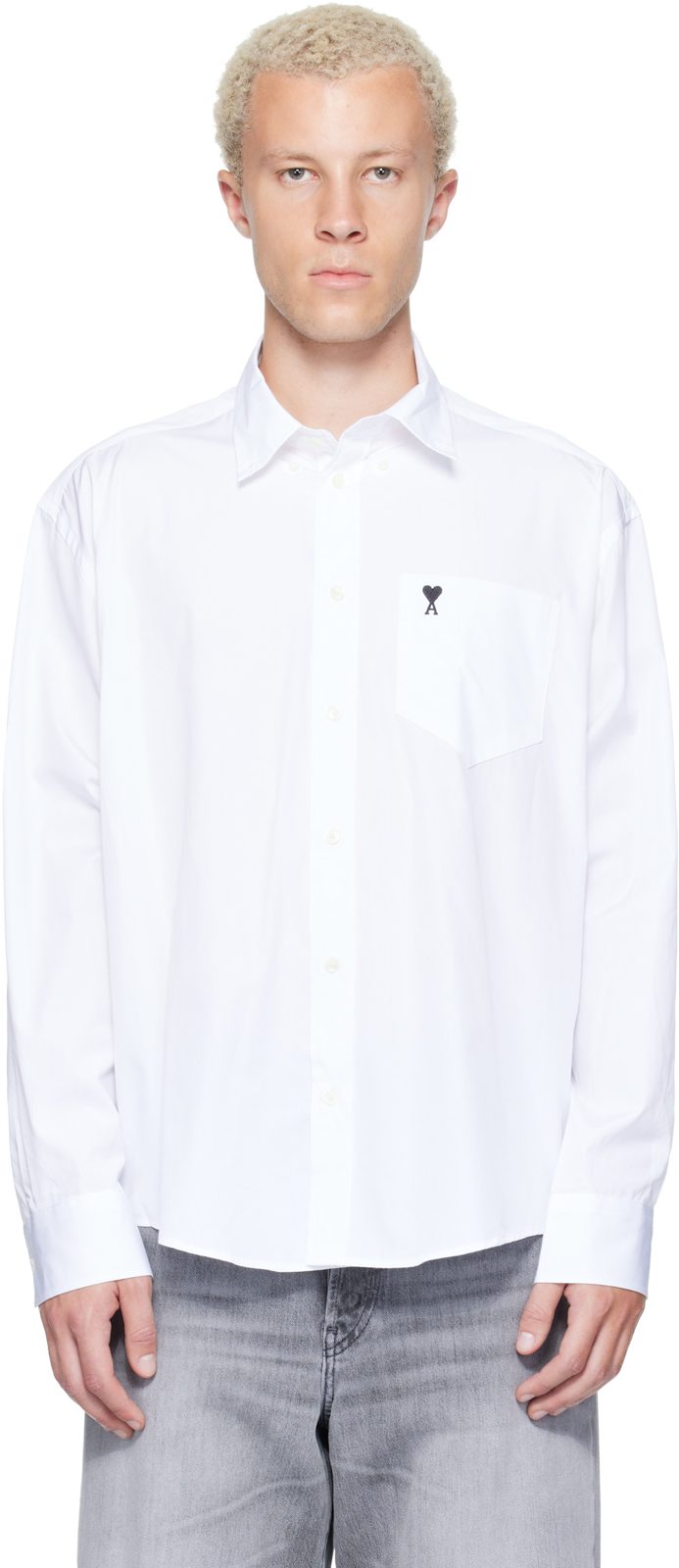 White Boxy Cotton Ami de Coeur Shirt 262482M192008