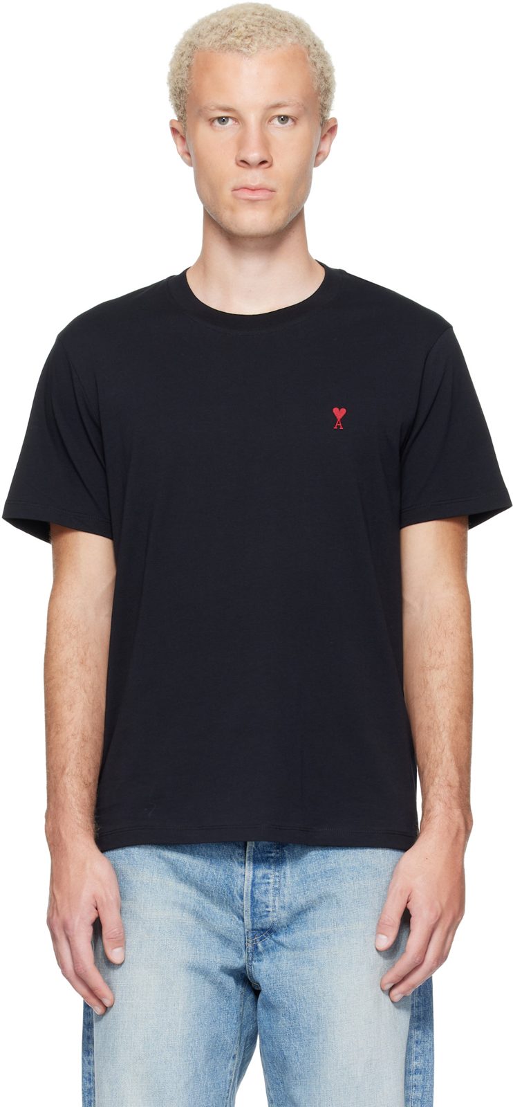 Black Cotton Ami de Coeur T-shirt 262482M213002