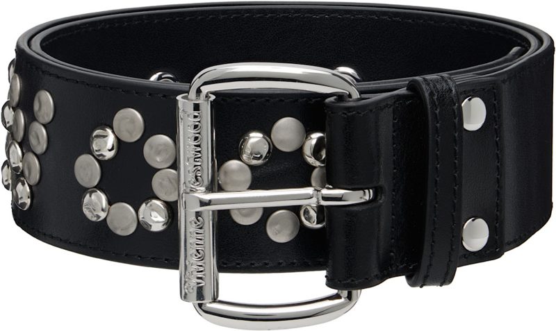 Black Studded Belt 262314M131014